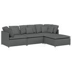 Modular Sofa with Footstool&Cushions Fabric Dark Grey
