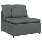Modular Sofa with Footstool&Cushions Fabric Dark Grey