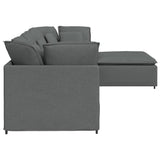 Modular Sofa with Footstool&Cushions Fabric Dark Grey - Close-Up Angle