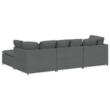 Modular Sofa with Footstool&Cushions Fabric Dark Grey - Low Angle