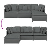 Modular Sofa with Footstool&Cushions Fabric Dark Grey - Extra Image