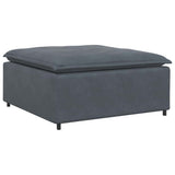 Modular Sofa with Footstool&Cushions Velvet Dark Grey - 45-Degree Angle