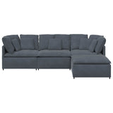 Modular Sofa with Footstool&Cushions Velvet Dark Grey - Rear View