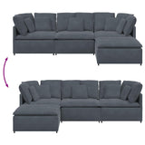 Modular Sofa with Footstool&Cushions Velvet Dark Grey - Extra Image