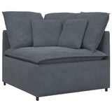Modular Sofa with Cushions Velvet Dark Grey - 45-Degree Angle