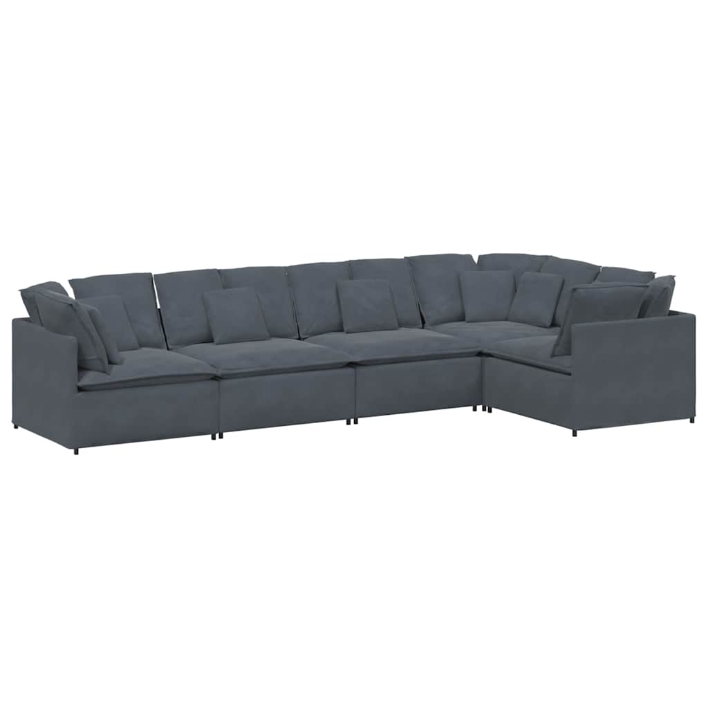Modular Sofa with Cushions Velvet Dark Grey