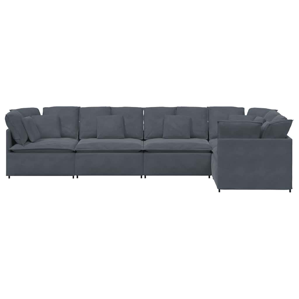 Modular Sofa with Cushions Velvet Dark Grey