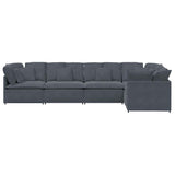 Modular Sofa with Cushions Velvet Dark Grey
