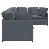 Modular Sofa with Cushions Velvet Dark Grey - Rear View