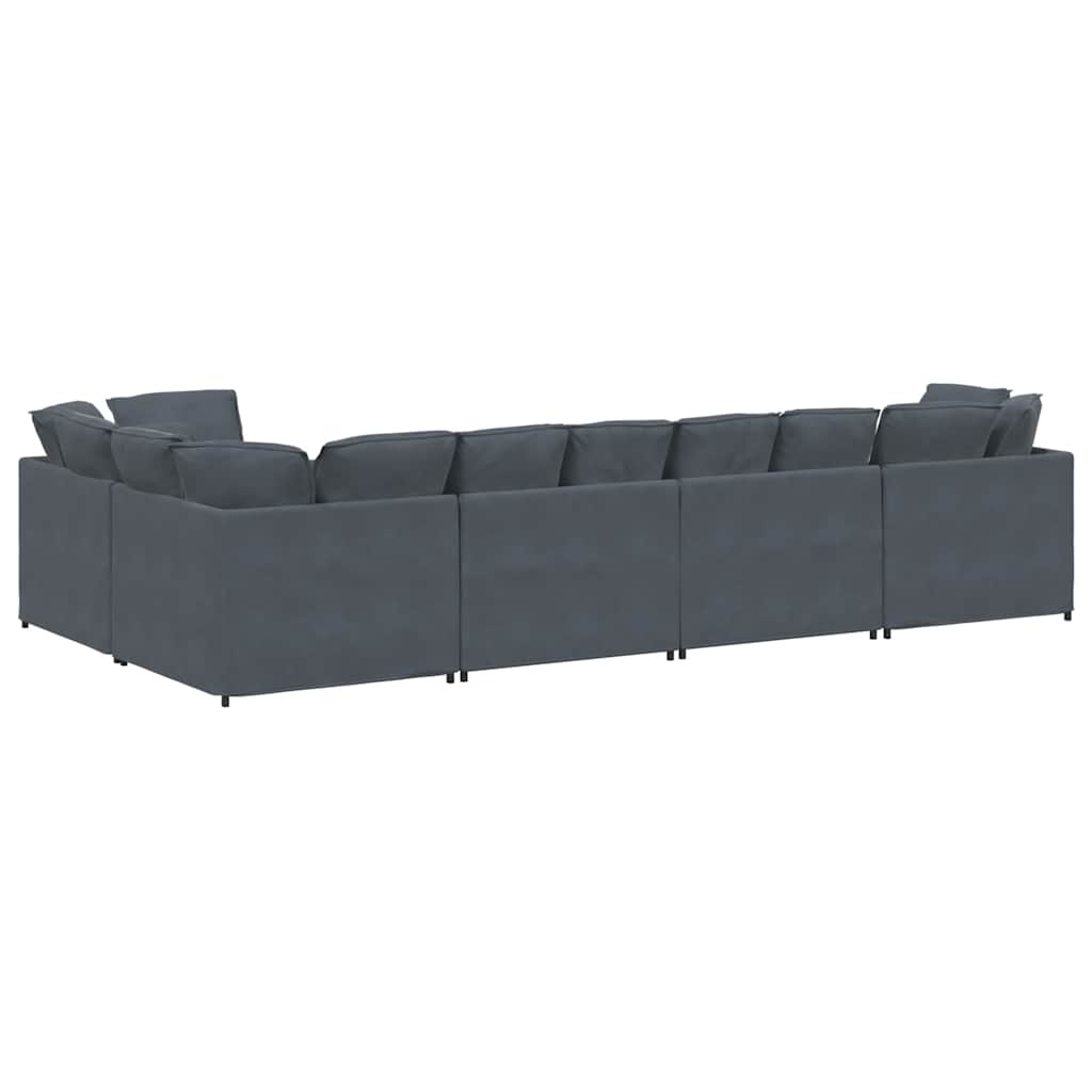 Modular Sofa with Cushions Velvet Dark Grey