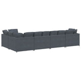 Modular Sofa with Cushions Velvet Dark Grey - Close-Up Angle