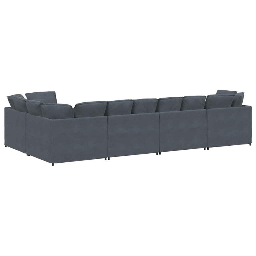 Modular Sofa with Cushions Velvet Dark Grey