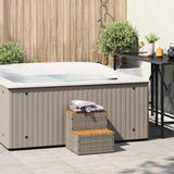 Hot Tub Step Grey 50x50x50.5 cm Poly Rattan and Solid Acacia - Front View