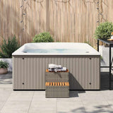 Hot Tub Step Grey 50x50x50.5 cm Poly Rattan and Solid Acacia - Side View
