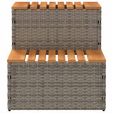 Hot Tub Step Grey 50x50x50.5 cm Poly Rattan and Solid Acacia