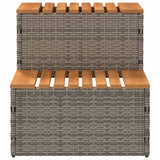 Hot Tub Step Grey 50x50x50.5 cm Poly Rattan and Solid Acacia - Top-Down View