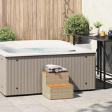 Hot Tub Step Beige 50x50x50.5 cm Poly Rattan and Solid Acacia - Front View