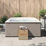 Hot Tub Step Beige 50x50x50.5 cm Poly Rattan and Solid Acacia - Side View