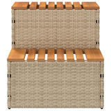 Hot Tub Step Beige 50x50x50.5 cm Poly Rattan and Solid Acacia - Top-Down View