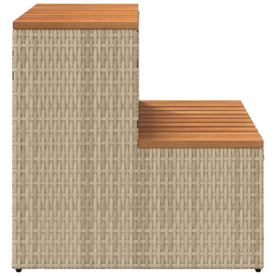 Hot Tub Step Beige 50x50x50.5 cm Poly Rattan and Solid Acacia