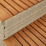 Hot Tub Step Beige 50x50x50.5 cm Poly Rattan and Solid Acacia - Low Angle