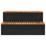 Hot Tub Step Black 100x50x50.5 cm Poly Rattan and Solid Acacia - Top-Down View