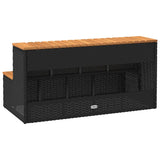 Hot Tub Step Black 100x50x50.5 cm Poly Rattan and Solid Acacia - Rear View