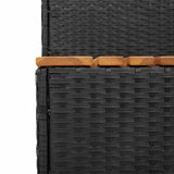 Hot Tub Step Black 100x50x50.5 cm Poly Rattan and Solid Acacia - Close-Up Angle