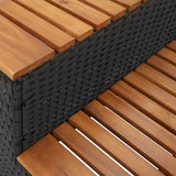 Hot Tub Step Black 100x50x50.5 cm Poly Rattan and Solid Acacia - Low Angle