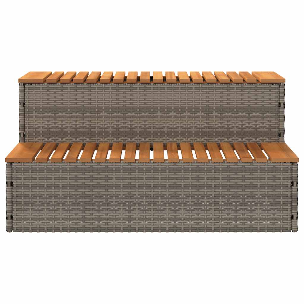 Hot Tub Step Grey 100x50x50.5 cm Poly Rattan and Solid Acacia