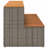 Hot Tub Step Grey 100x50x50.5 cm Poly Rattan and Solid Acacia - 45-Degree Angle