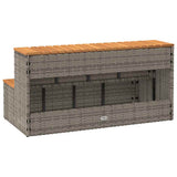 Hot Tub Step Grey 100x50x50.5 cm Poly Rattan and Solid Acacia - Rear View
