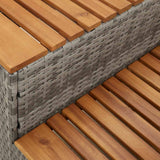 Hot Tub Step Grey 100x50x50.5 cm Poly Rattan and Solid Acacia - Low Angle