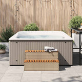 Hot Tub Step Beige 100x50x50.5 cm Poly Rattan and Solid Acacia - Side View