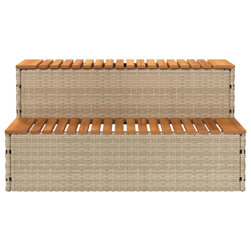 Hot Tub Step Beige 100x50x50.5 cm Poly Rattan and Solid Acacia