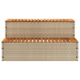 Hot Tub Step Beige 100x50x50.5 cm Poly Rattan and Solid Acacia - Top-Down View