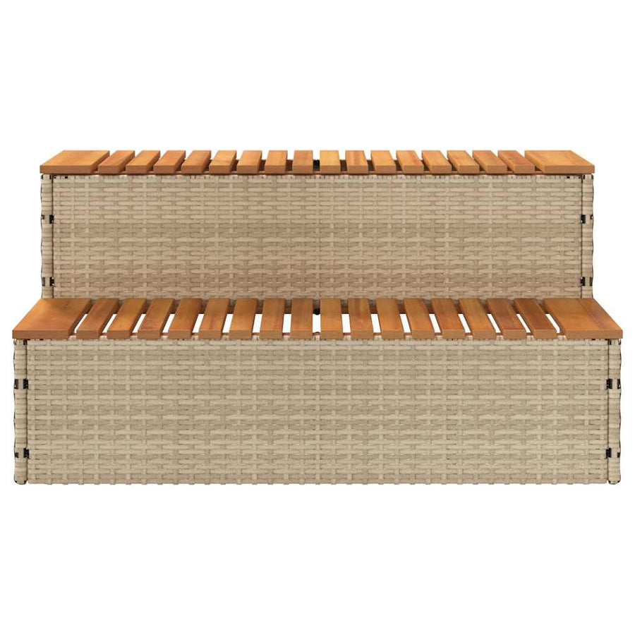 Hot Tub Step Beige 100x50x50.5 cm Poly Rattan and Solid Acacia