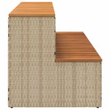Hot Tub Step Beige 100x50x50.5 cm Poly Rattan and Solid Acacia - 45-Degree Angle