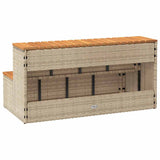 Hot Tub Step Beige 100x50x50.5 cm Poly Rattan and Solid Acacia - Rear View