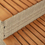Hot Tub Step Beige 100x50x50.5 cm Poly Rattan and Solid Acacia - Low Angle