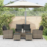 6 Piece Garden Sofa Set with Cushions Grey Poly Rattan - Side View