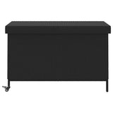 Garden Storage Box with Wheels Black 110x55x73 cm Poly Rattan - Top-Down View