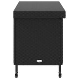 Garden Storage Box with Wheels Black 110x55x73 cm Poly Rattan - 45-Degree Angle