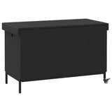 Garden Storage Box with Wheels Black 110x55x73 cm Poly Rattan - Rear View