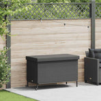 Garden Storage Box with Wheels Black 110x55x73 cm Poly Rattan