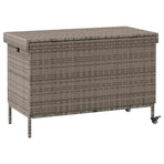 Garden Storage Box with Wheels Grey 110x55x73 cm Poly Rattan