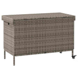 Garden Storage Box with Wheels Grey 110x55x73 cm Poly Rattan - Rear View