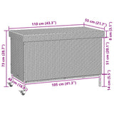 Garden Storage Box with Wheels Grey 110x55x73 cm Poly Rattan - Extra Image