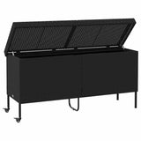 Garden Storage Box with Wheels Black 160x55x75 cm Poly Rattan