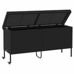 Garden Storage Box with Wheels Black 160x55x75 cm Poly Rattan